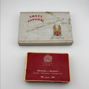 Vintage Cigarette Empty Tin Set - Sweet Caporal and Benson and Hedges